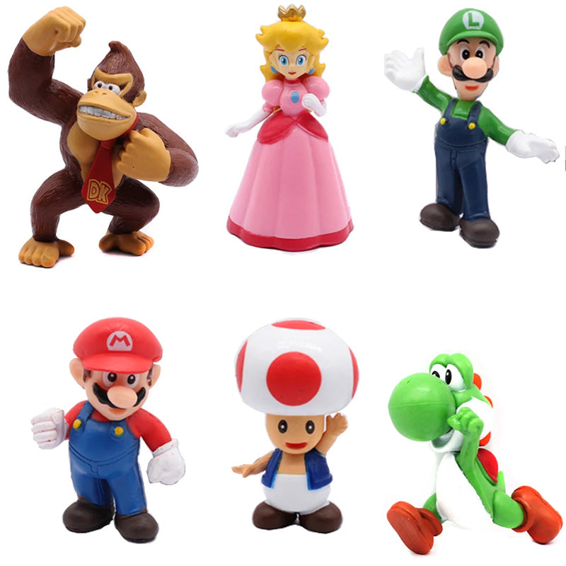 Bonecos Super Mario Bros com 6 pcs | Hug Mania - Frete Grátis