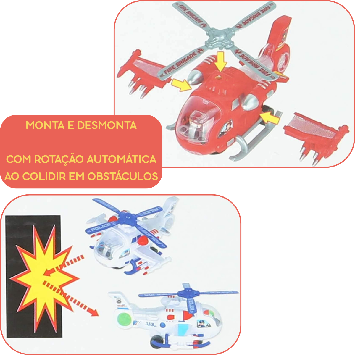 Helicóptero de Brinquedo de Polícia detalhes
