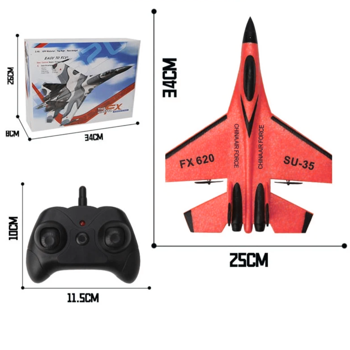 Tamanho avião e controle