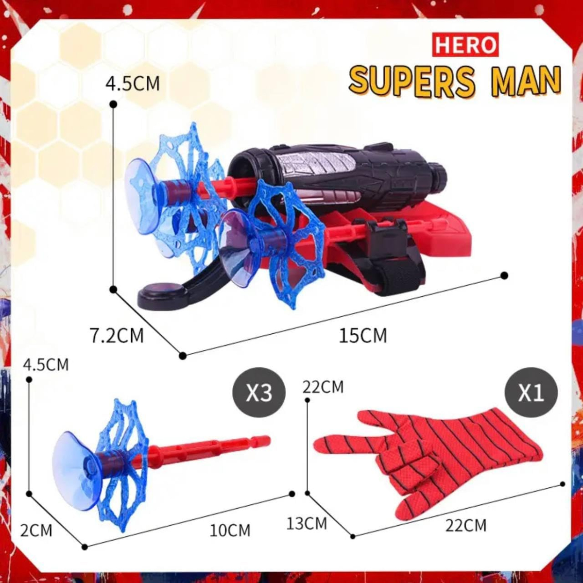 Lançador de Teia Homem Aranha Tamanho