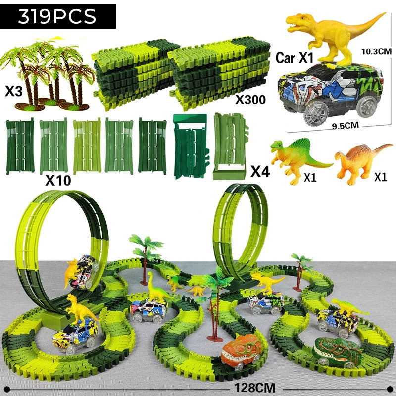 Pista de Carrinhos Elétrica de Dinossauro 319 pçs