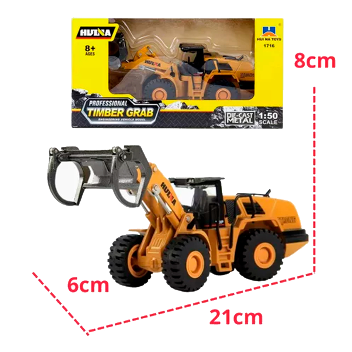 escavadeira de brinquedo Timber Huina dimenções