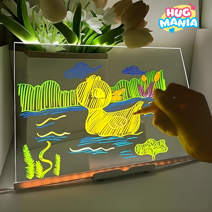 Lousa Mágica Desenho Infantil Com Canetas Neon – Quadro Luminoso 20x30cm